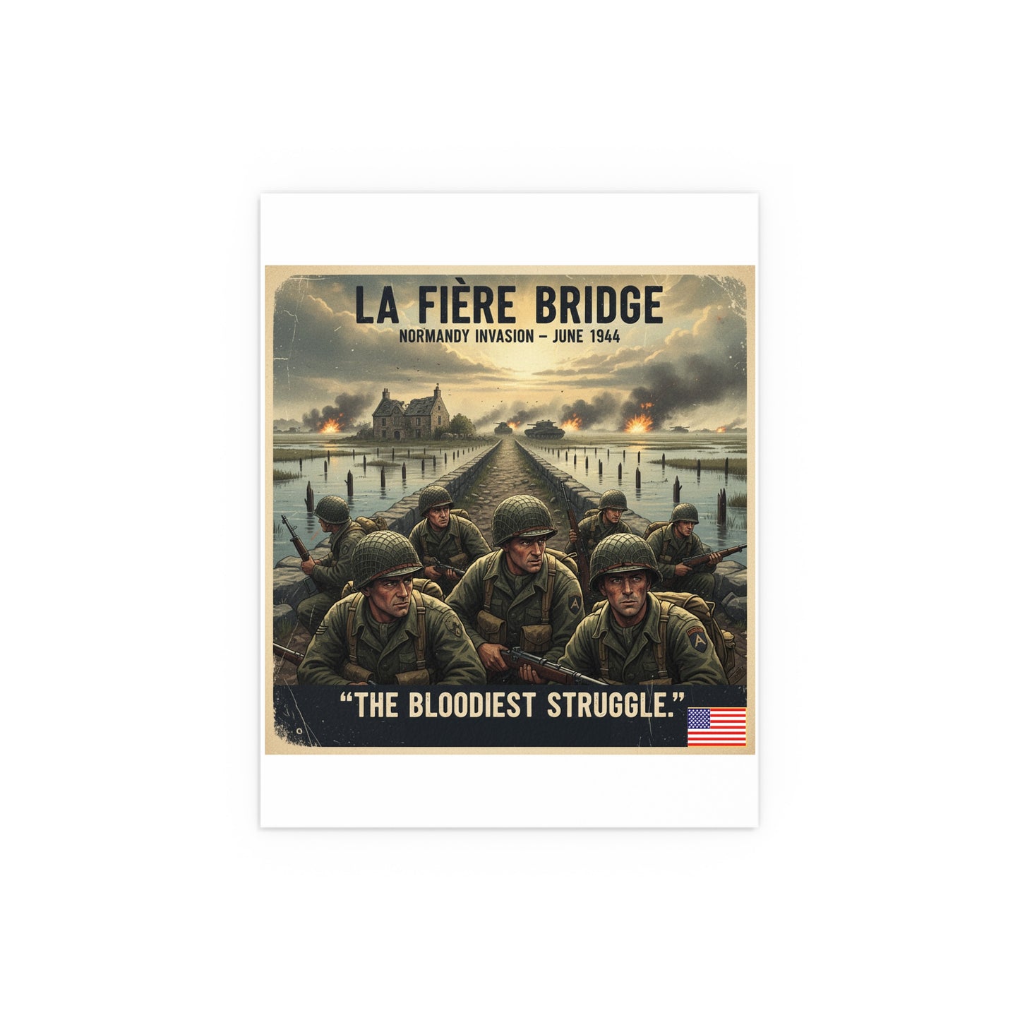 Indoor and Outdoor Silk Posters - 82nd Airborne at the La Fière Bridge