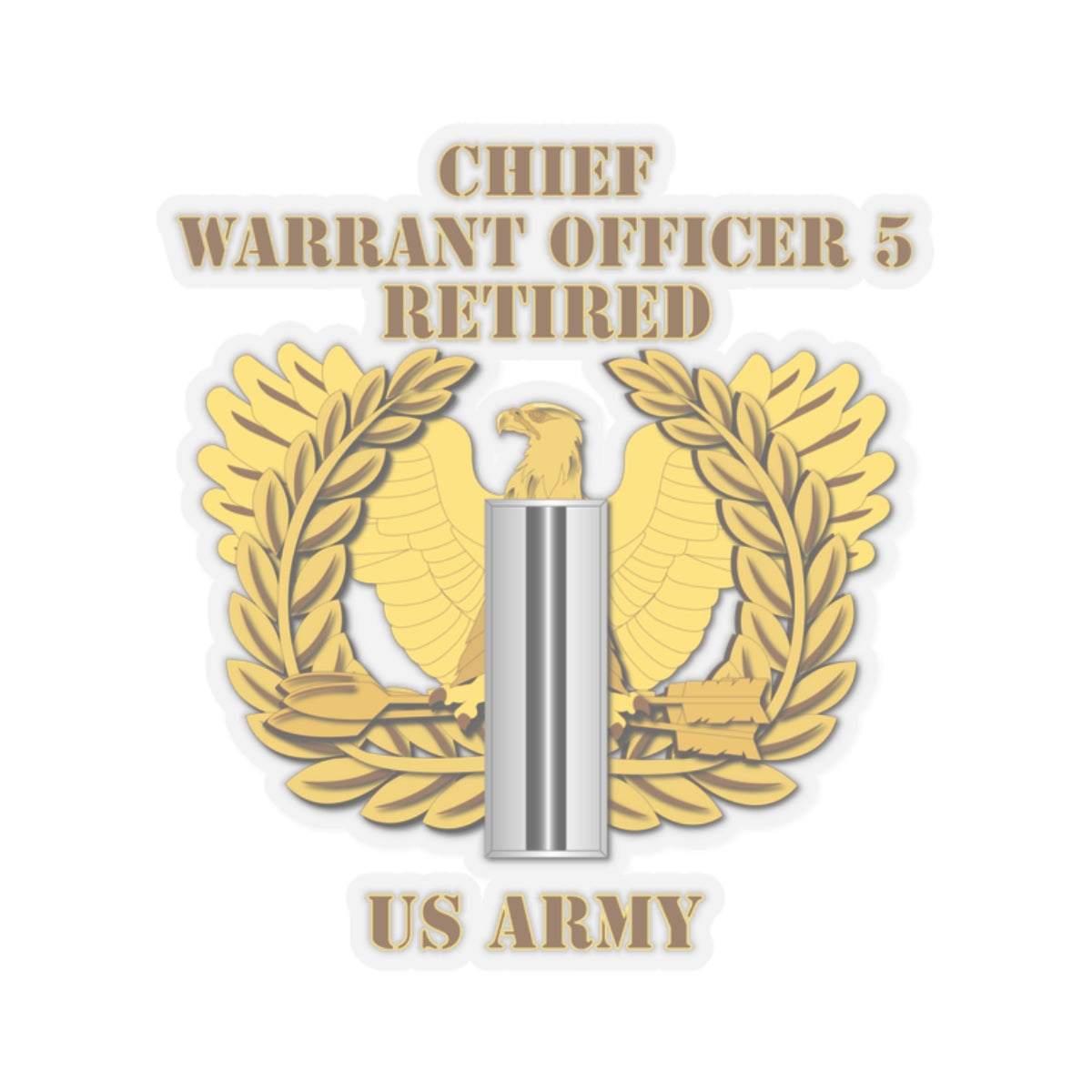 Kiss-Cut Stickers - Emblem - Warrant Officer 5 - CW5 w Eagle - Retired