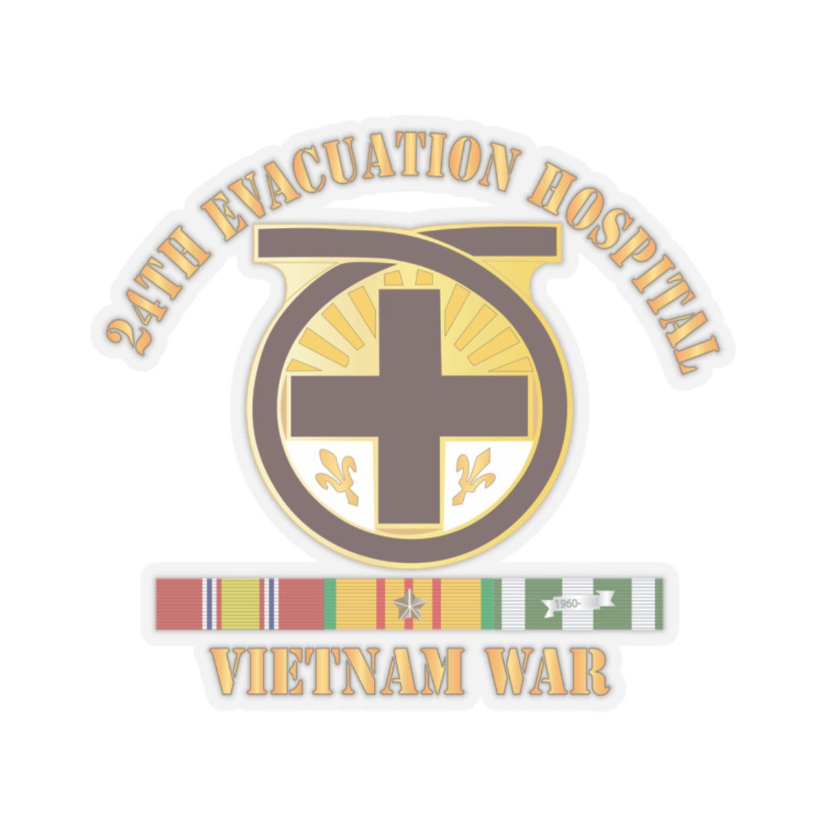 Kiss-Cut Stickers - 24th Evacuation Hospital - Vietnam War w V N SVC