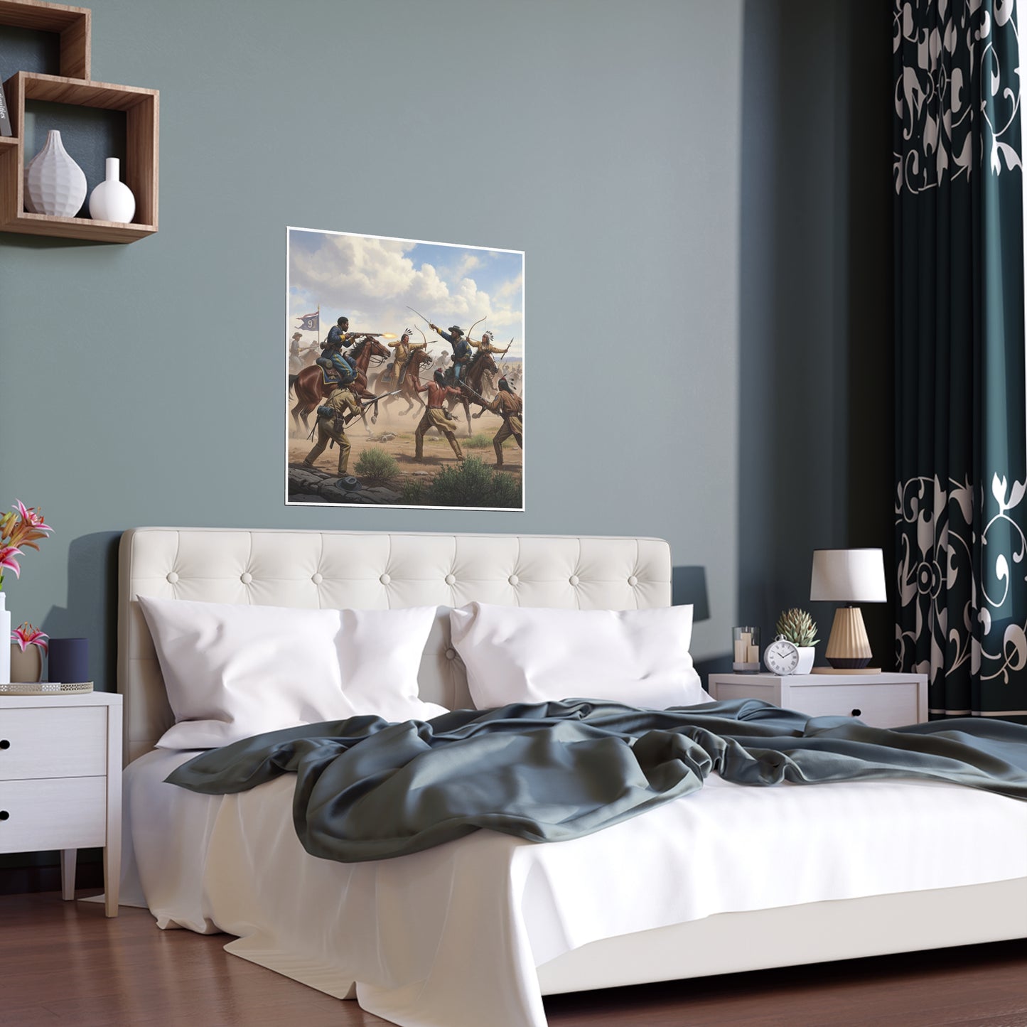 Indoor and Outdoor Silk Posters - 9th Cavalry Regiment fighting Native Americans during the Indian Wars