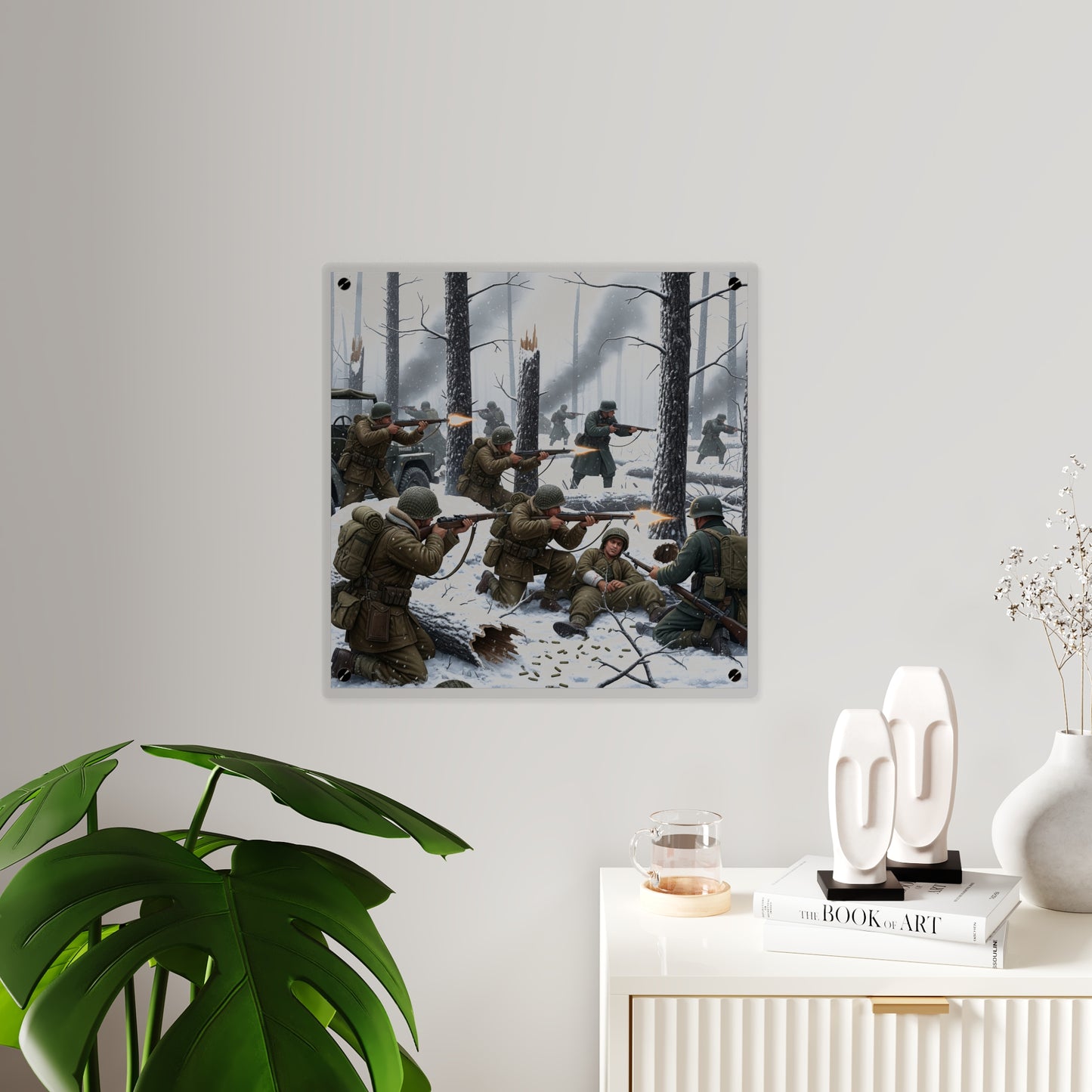 Acrylic Wall Art Panel - 101st Airborne Division fighting the German Army at the Battle of Bastogne