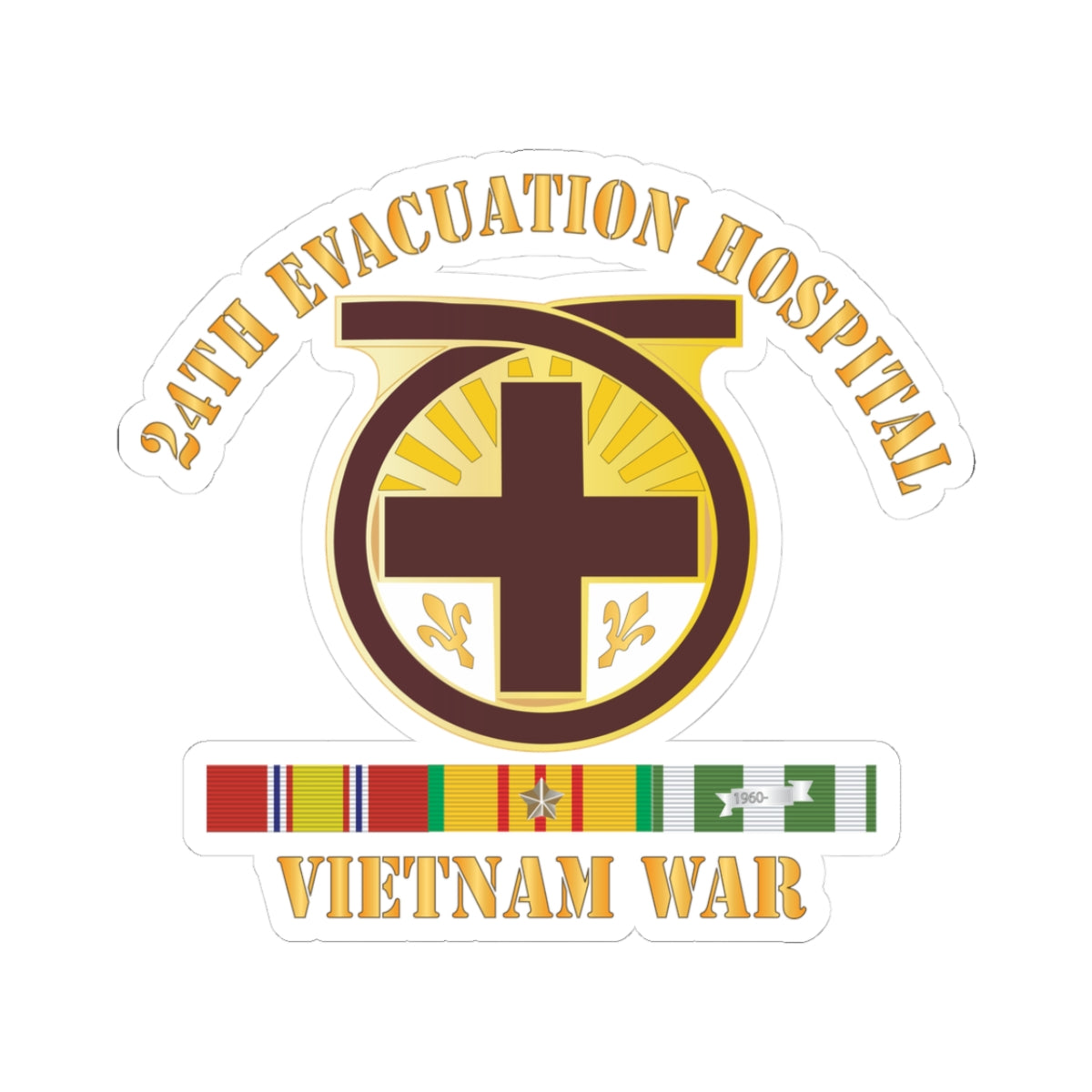 Kiss-Cut Stickers - 24th Evacuation Hospital - Vietnam War w V N SVC