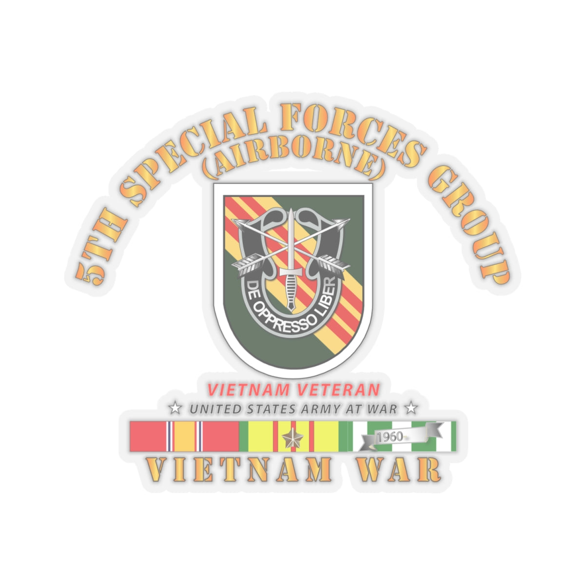 Kiss-Cut Stickers - 5th Special Forces Group w Flash VN SVC