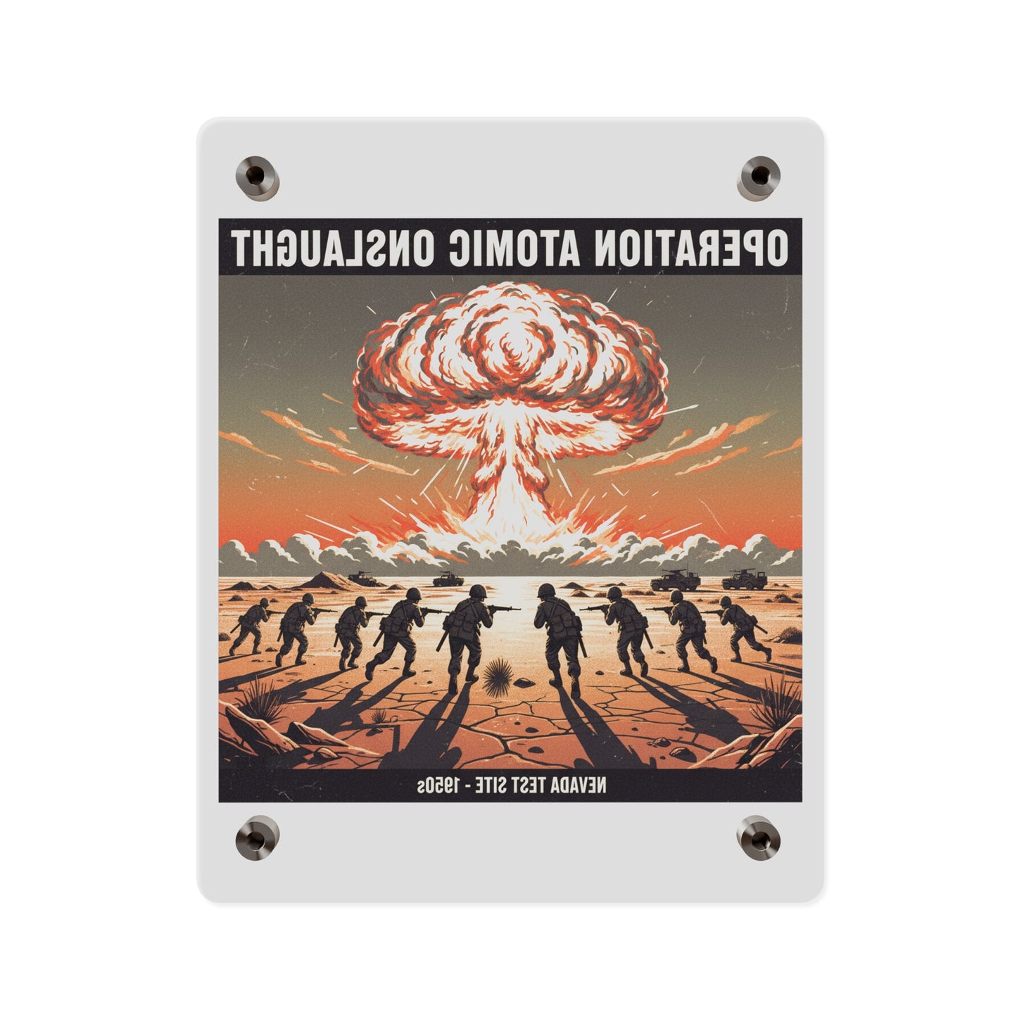 Acrylic Wall Art Panel - Atomic Testing in Nevada Desert Operation Fury - Toward the attack