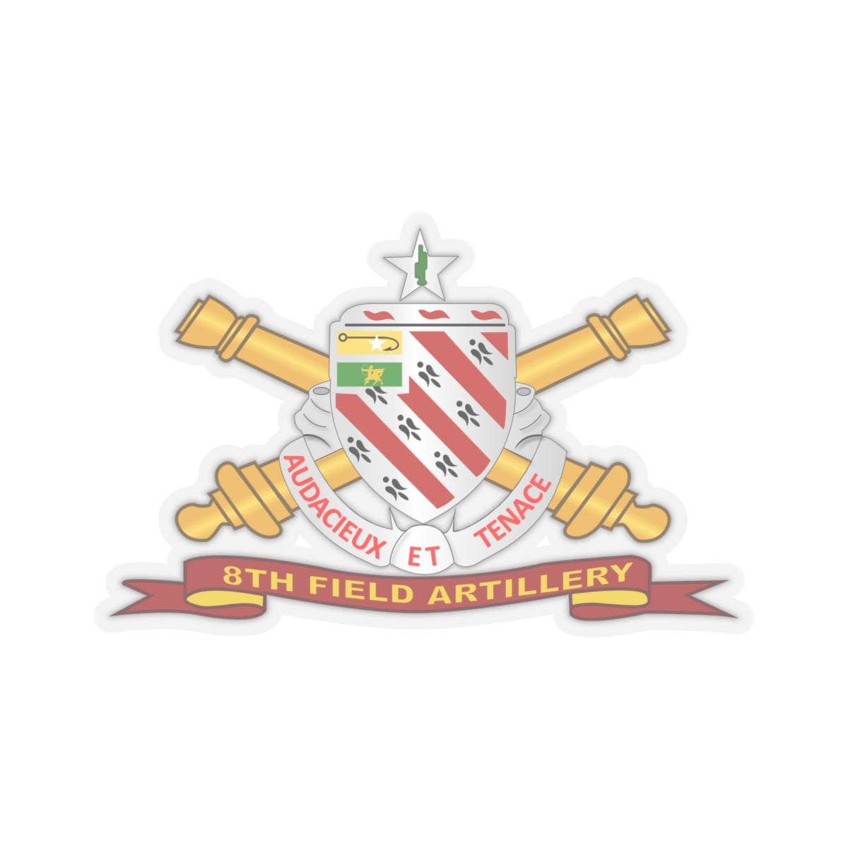 Kiss-Cut Stickers - 8th Field Artillery w Br - Ribbon