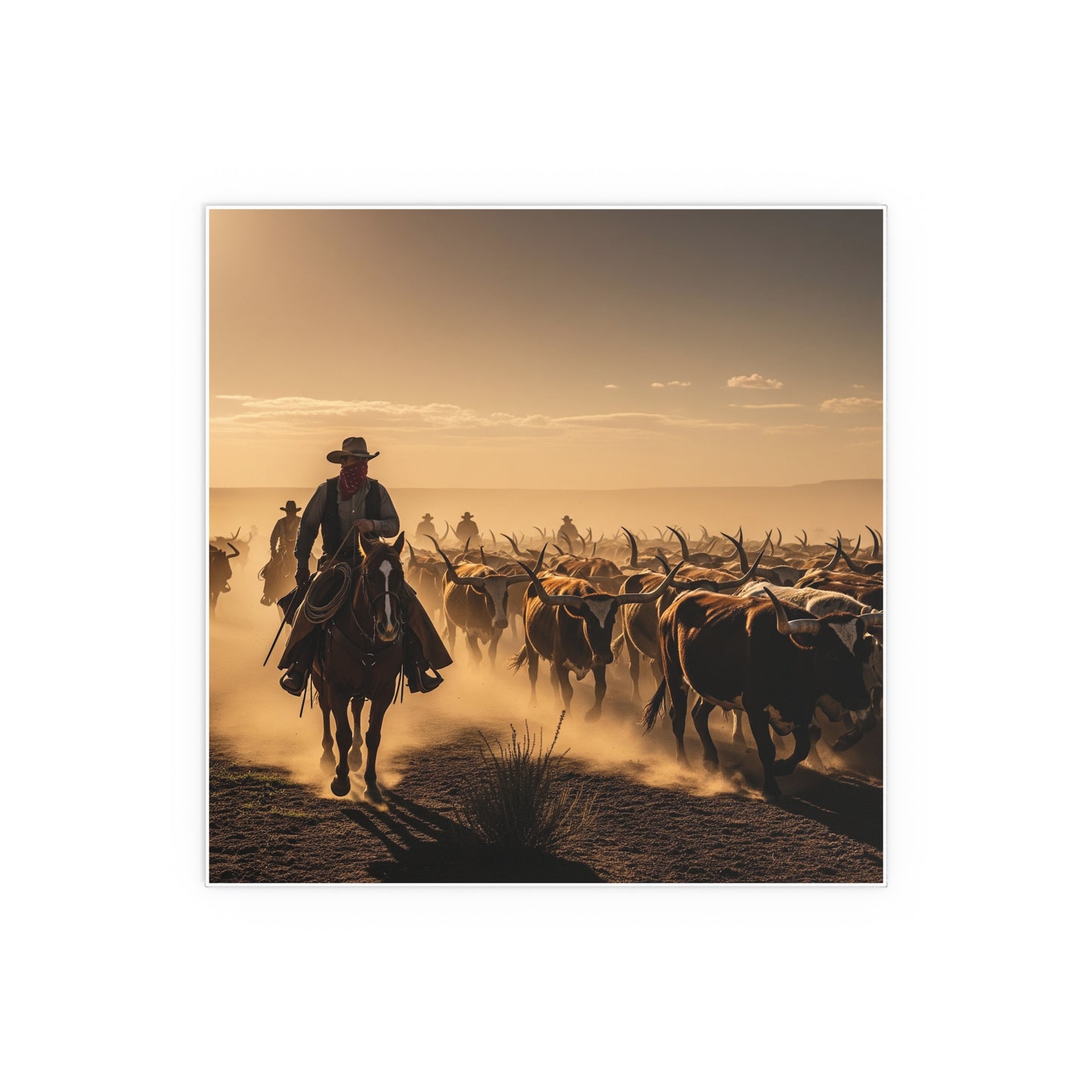 Indoor and Outdoor Silk Posters - Dirty, dusty cattle drive in the Old West