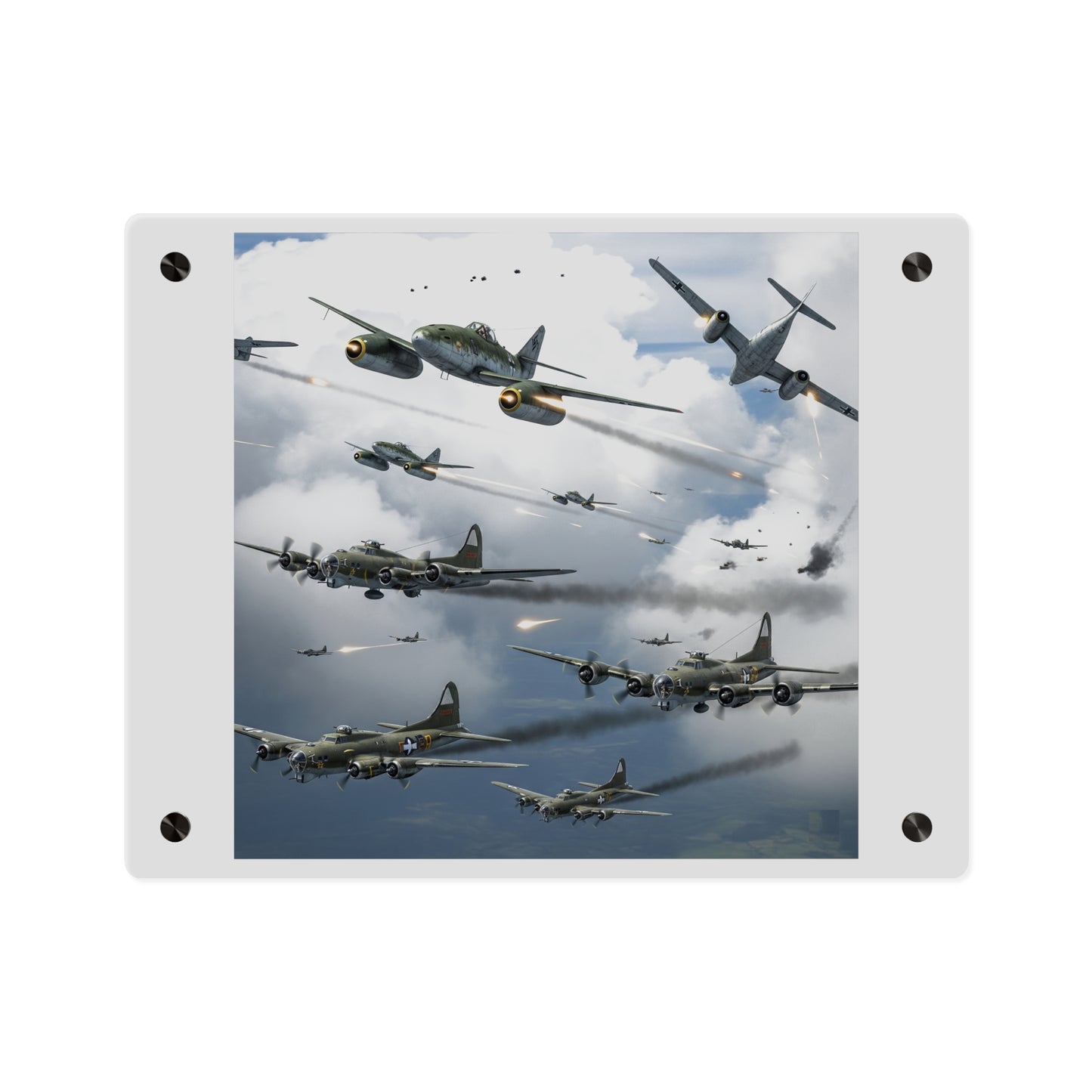 Acrylic Wall Art Panel - German jet fighters attacking US bombing formations