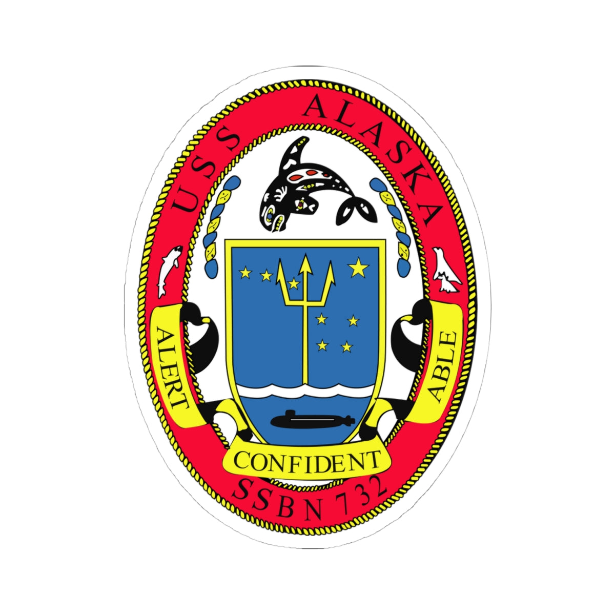 Kiss-Cut Stickers - Navy - USS Alaska (SSBN 732) wo Txt