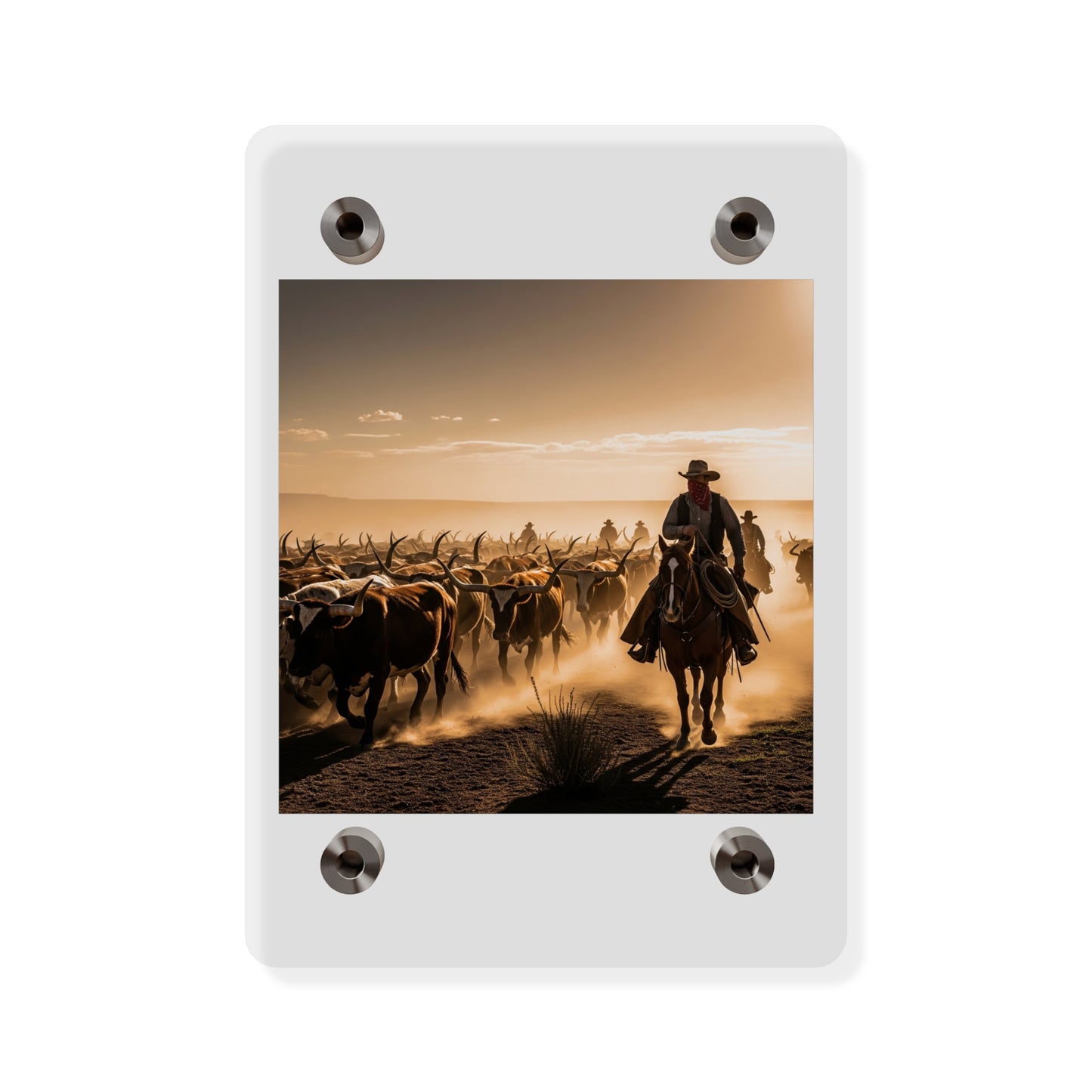 Acrylic Wall Art Panel - Dirty, dusty cattle drive in the Old West