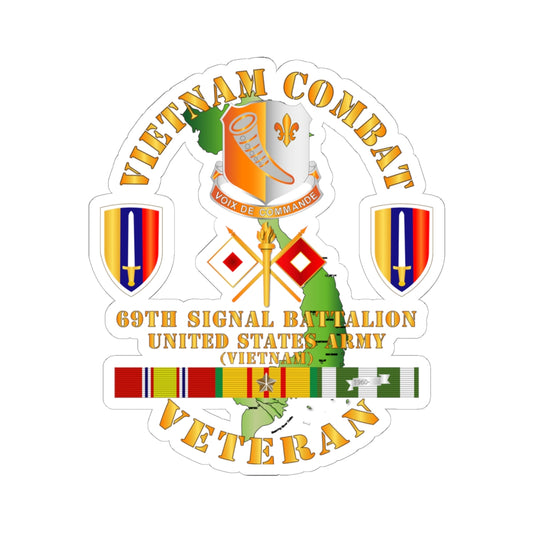 Kiss-Cut Stickers - Vietnam Combat Vet w 69th Signal Bn DUI - USARV w VN SVC
