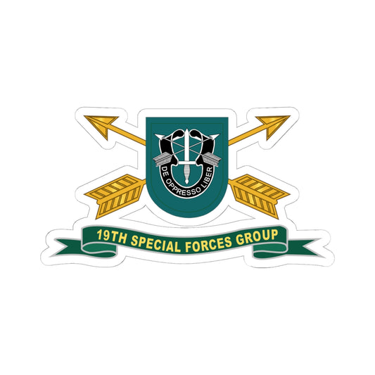 Kiss-Cut Stickers - 19th Special Forces Group - Flash w Br - Ribbon X 300