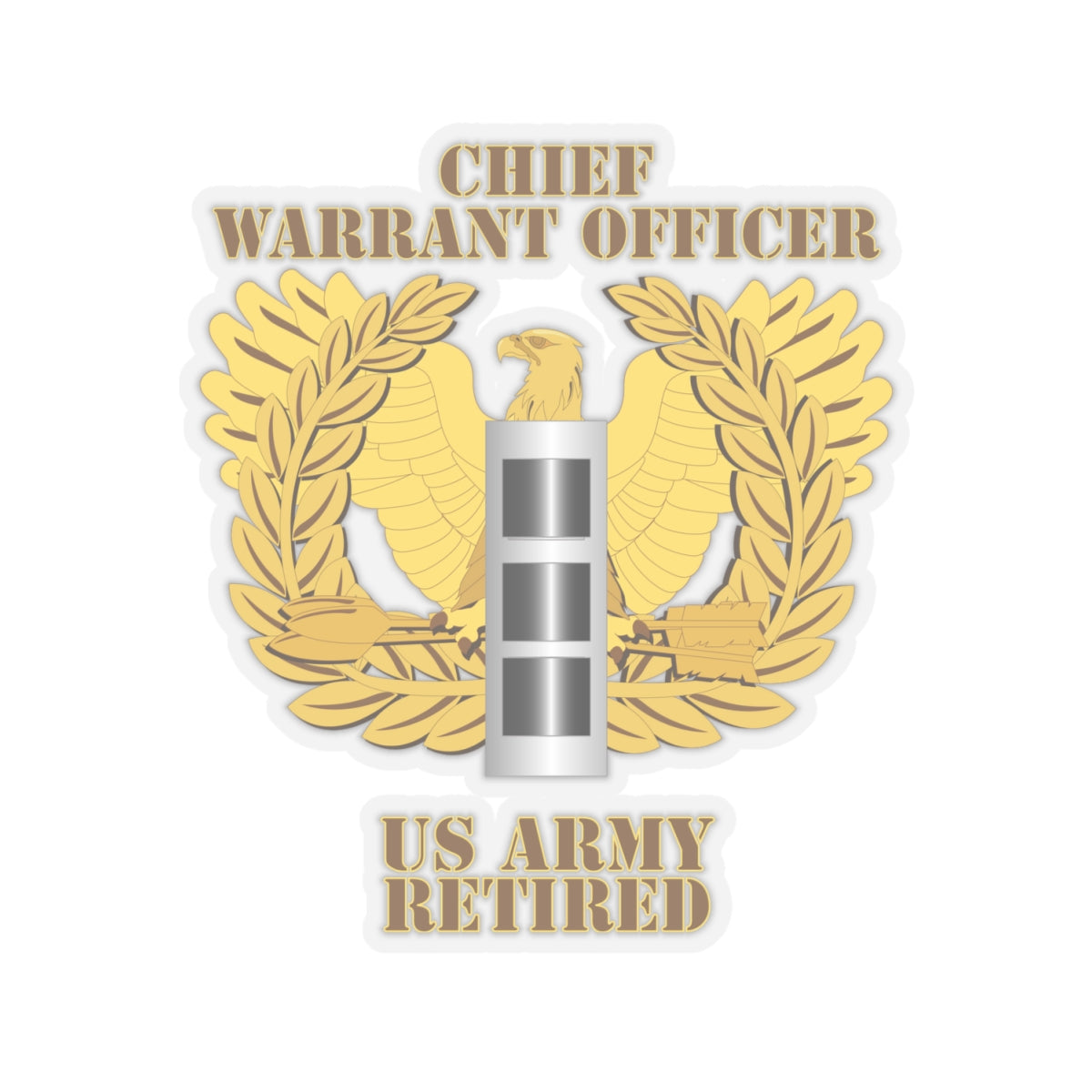Kiss-Cut Stickers - Emblem - Warrant Officer - CW3 - Retired