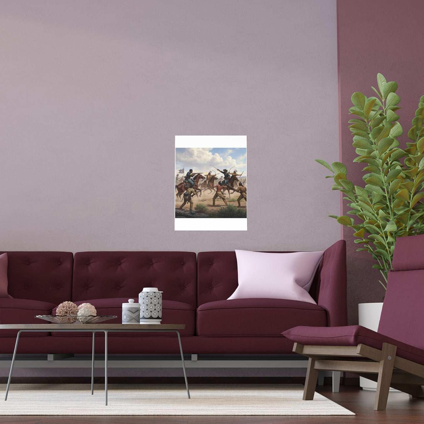 Indoor and Outdoor Silk Posters - 9th Cavalry Regiment fighting Native Americans during the Indian Wars