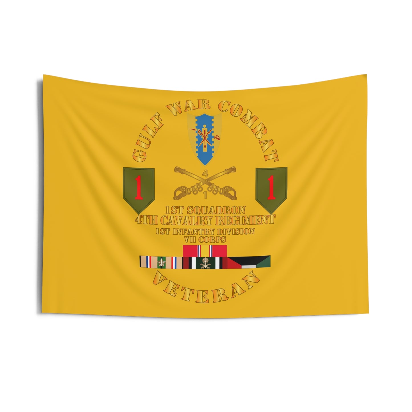 Indoor Wall Tapestry - Army - Gulf War Combat Cavalry Vet w 1st Squadron - 4th Cav - 1st ID