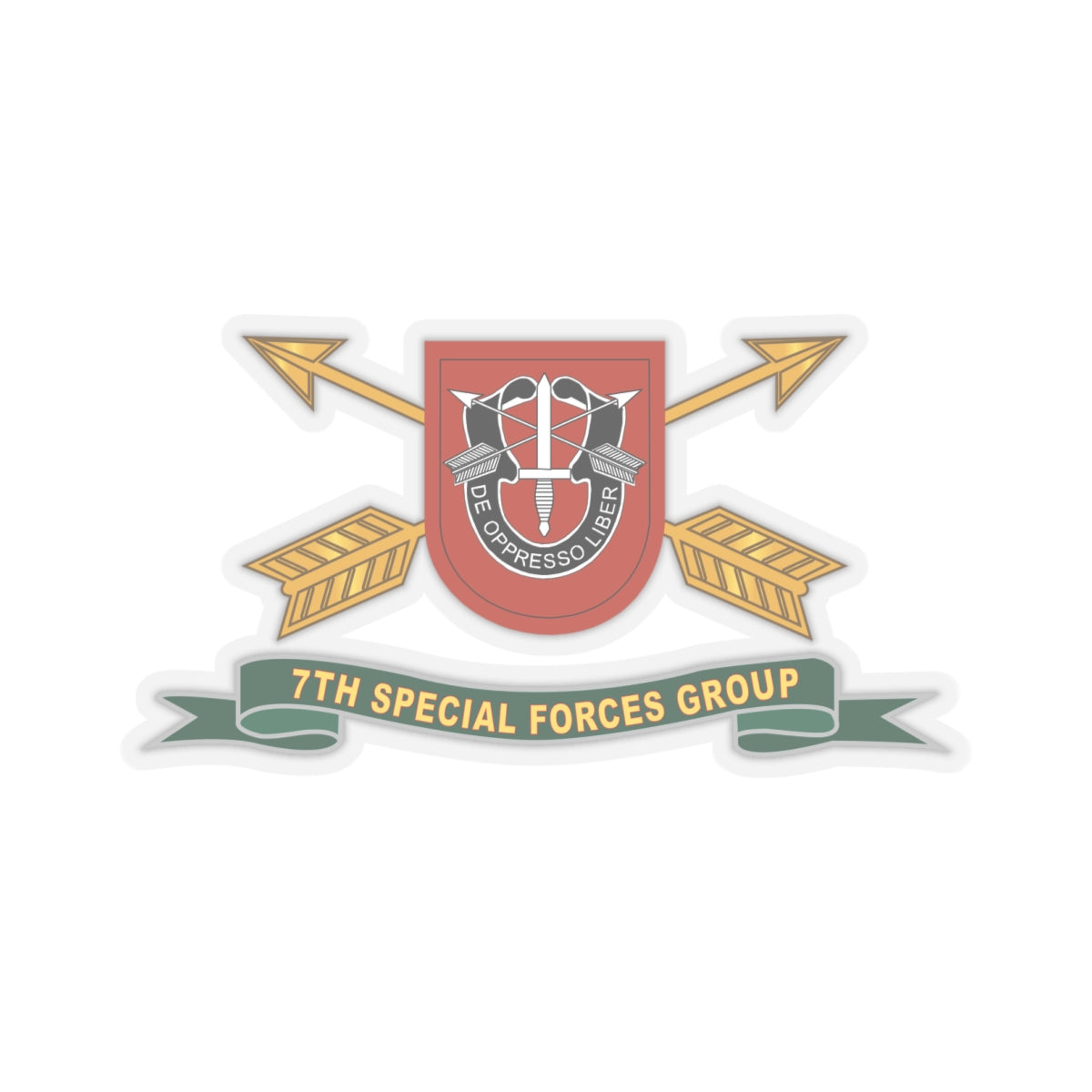 Kiss-Cut Stickers - 7th Special Forces Group - Flash w Br - Ribbon X 300