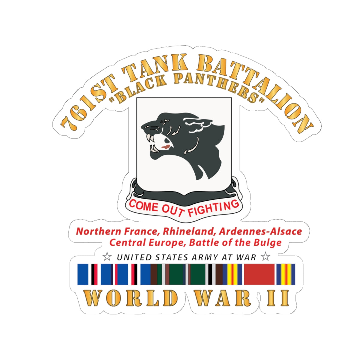 Kiss-Cut Stickers - 761st Tank Battalion - Black Panthers - WWII EU SVC