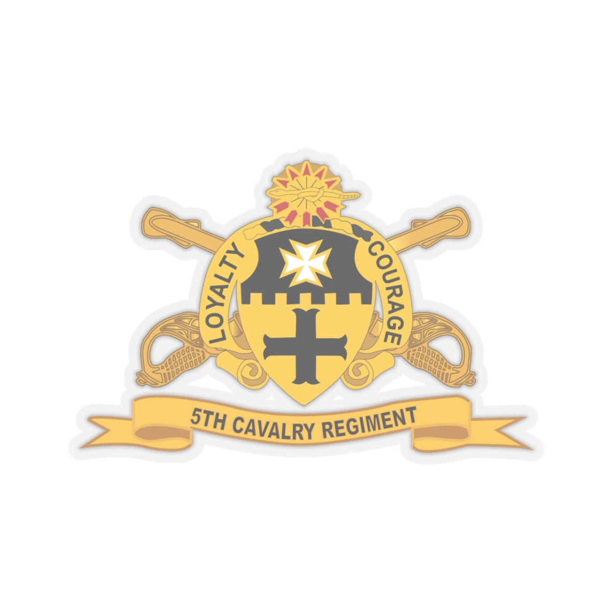 Kiss-Cut Stickers - 5th Cavalry Regiment w Br - Ribbon