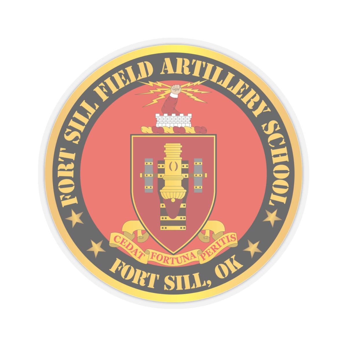 Kiss-Cut Stickers - Fort Sill Field Artillery School, COA Fort Sill, OK X 300