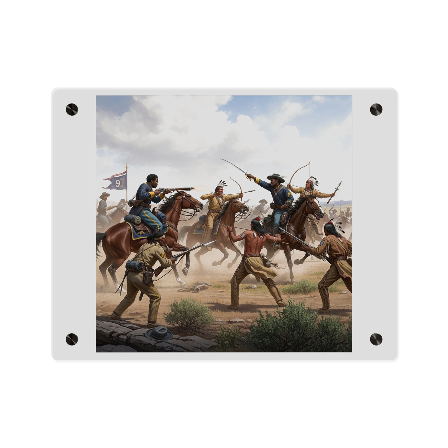 Acrylic Wall Art Panel - 9th Cavalry Regiment fighting Native Americans during the Indian Wars