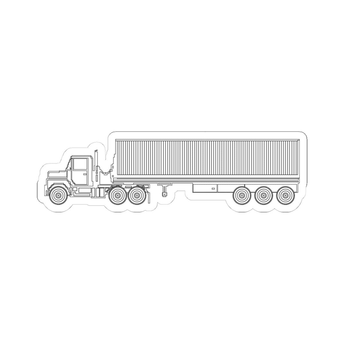 Kiss-Cut Stickers - Vehicle - M915 Tractor with M872 - 40 Ft Container - Side - LA X 300