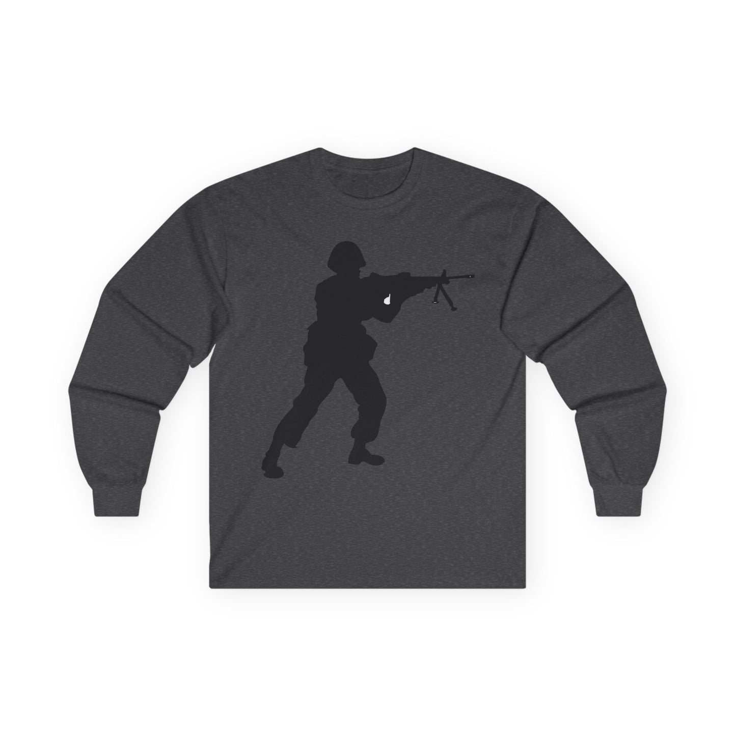 Unisex Ultra Cotton Long Sleeve Tee -Army - Soldier - MG Assault - Silhouette X 300