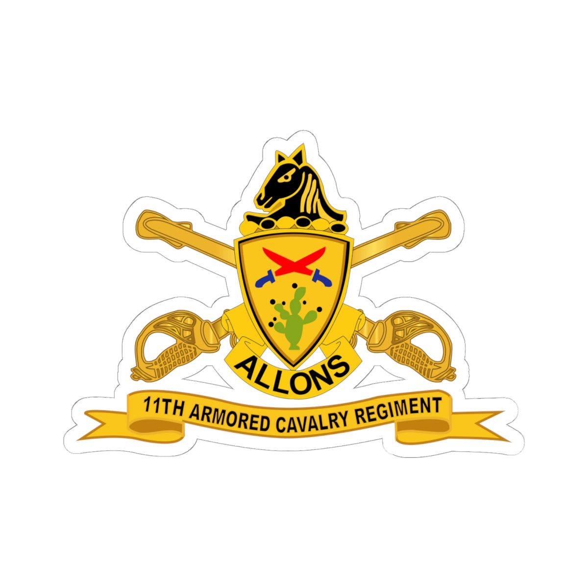 Kiss-Cut Stickers - 11th Armored Cavalry Regiment w Br - Ribbon