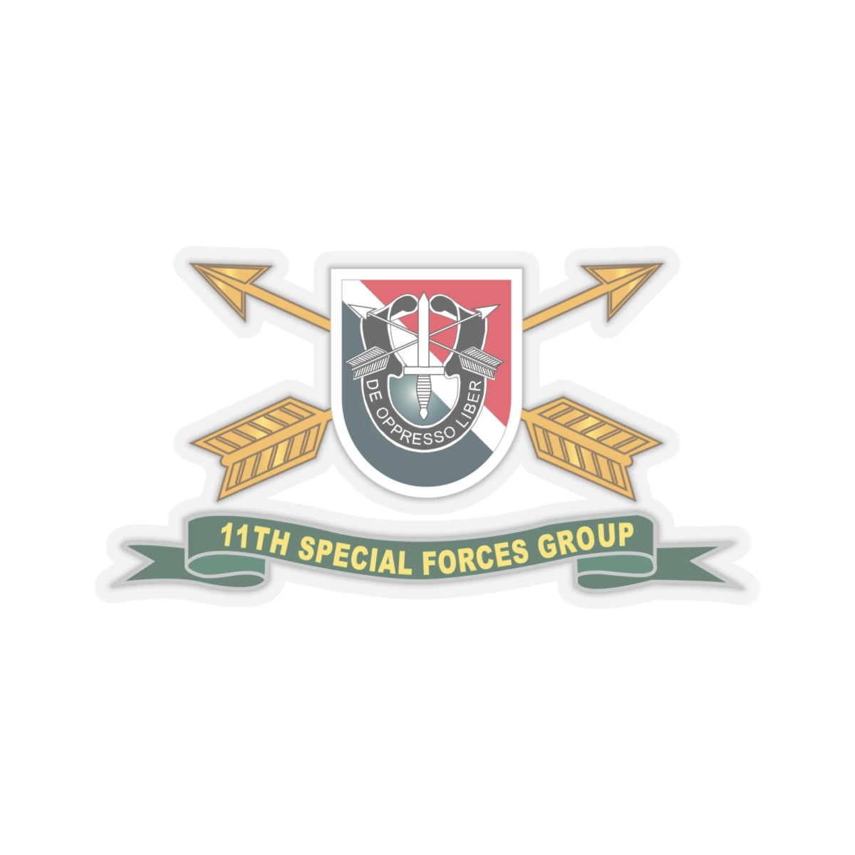 Kiss-Cut Stickers - 11th Special Forces Group - Flash w Br - Ribbon X 300