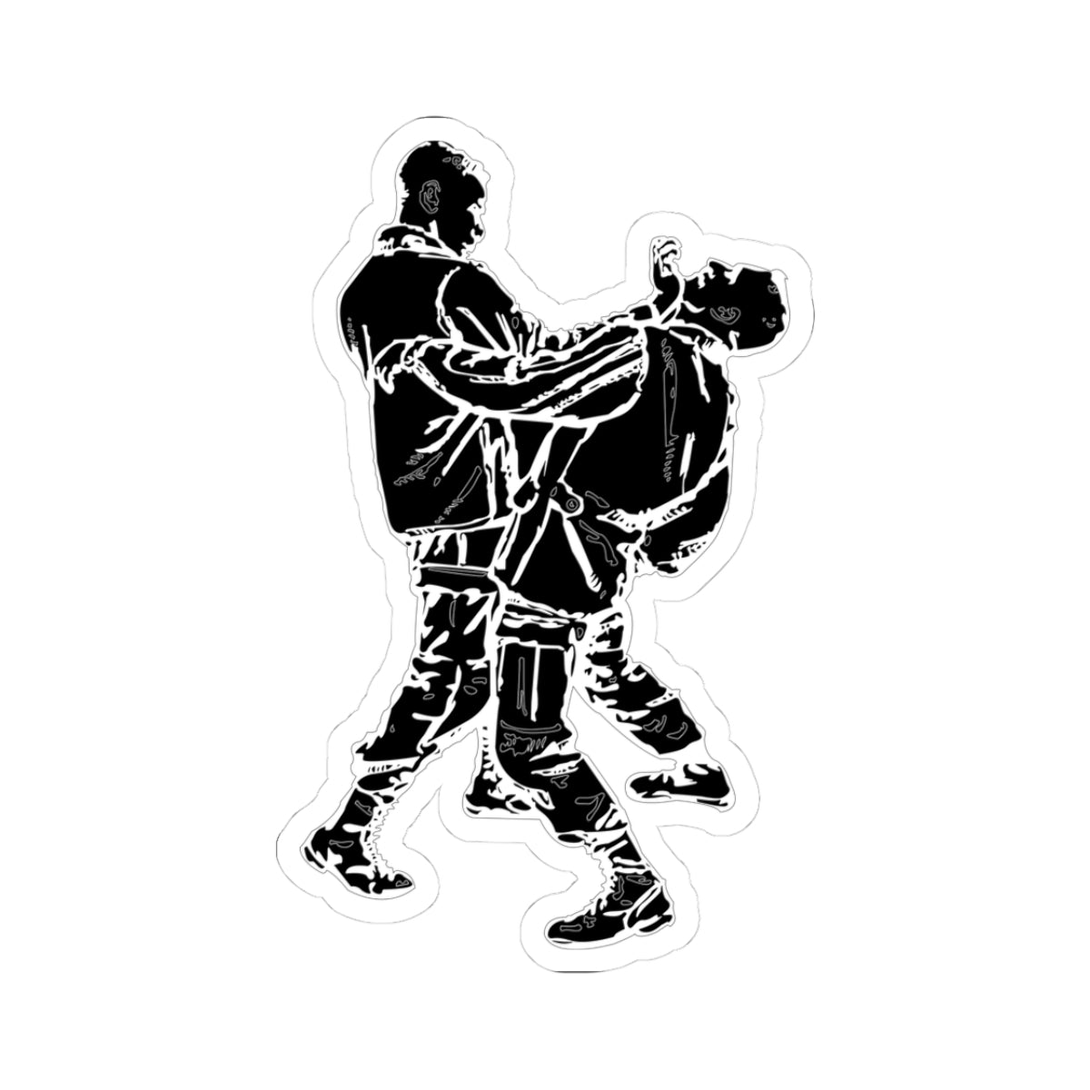 Kiss-Cut Stickers - Palm-Heel Strike to Chin - BW X 300