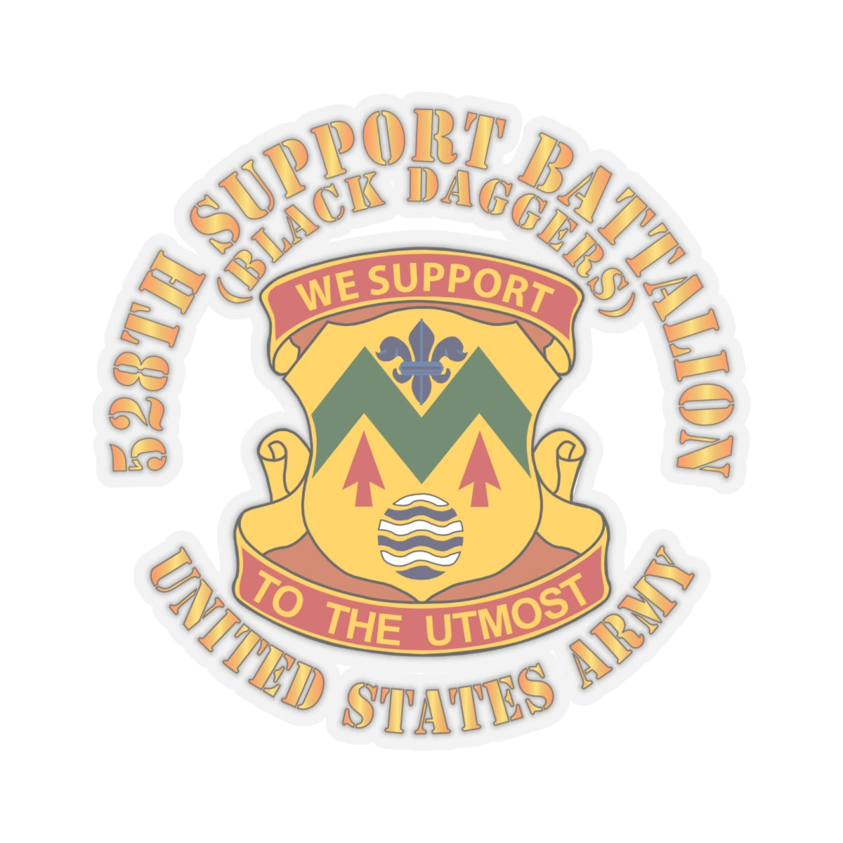 Kiss-Cut Stickers - 528th Support Battalion - DUI - Black Daggers X 300