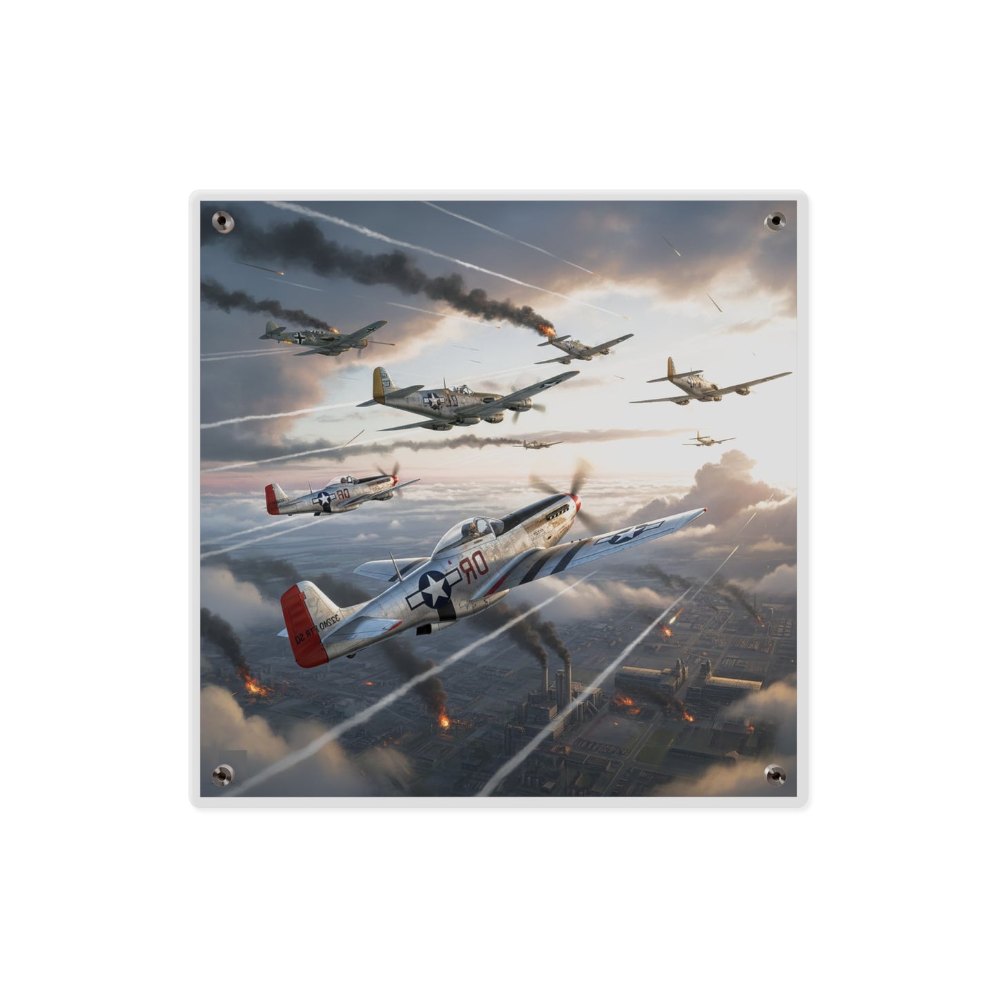 Acrylic Wall Art Panel - Red Tails in Action