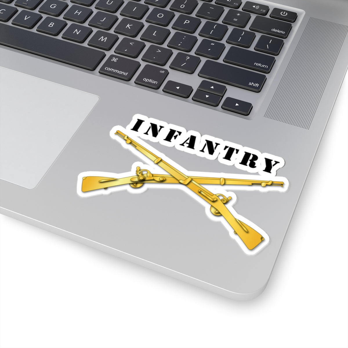 Kiss-Cut Stickers - Infantry Br - Crossed Rifles w Txt