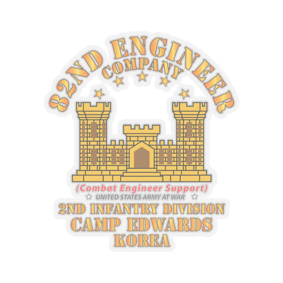 Kiss-Cut Stickers - 82nd Engineer Company - Camp Edwards - Korea