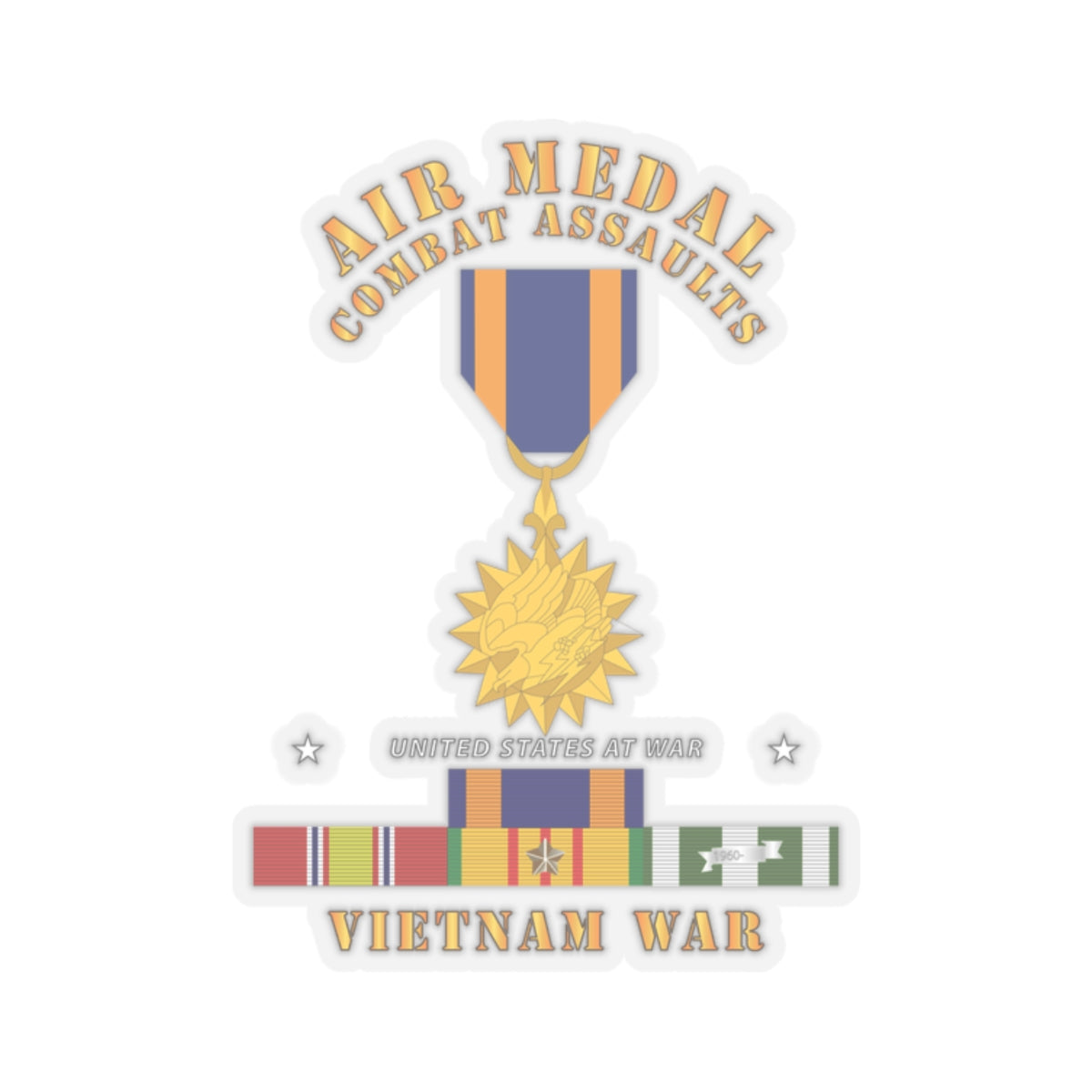 Kiss-Cut Stickers - Air Medal - Combat Assaults w VN SVC w Air Medal Ribbon