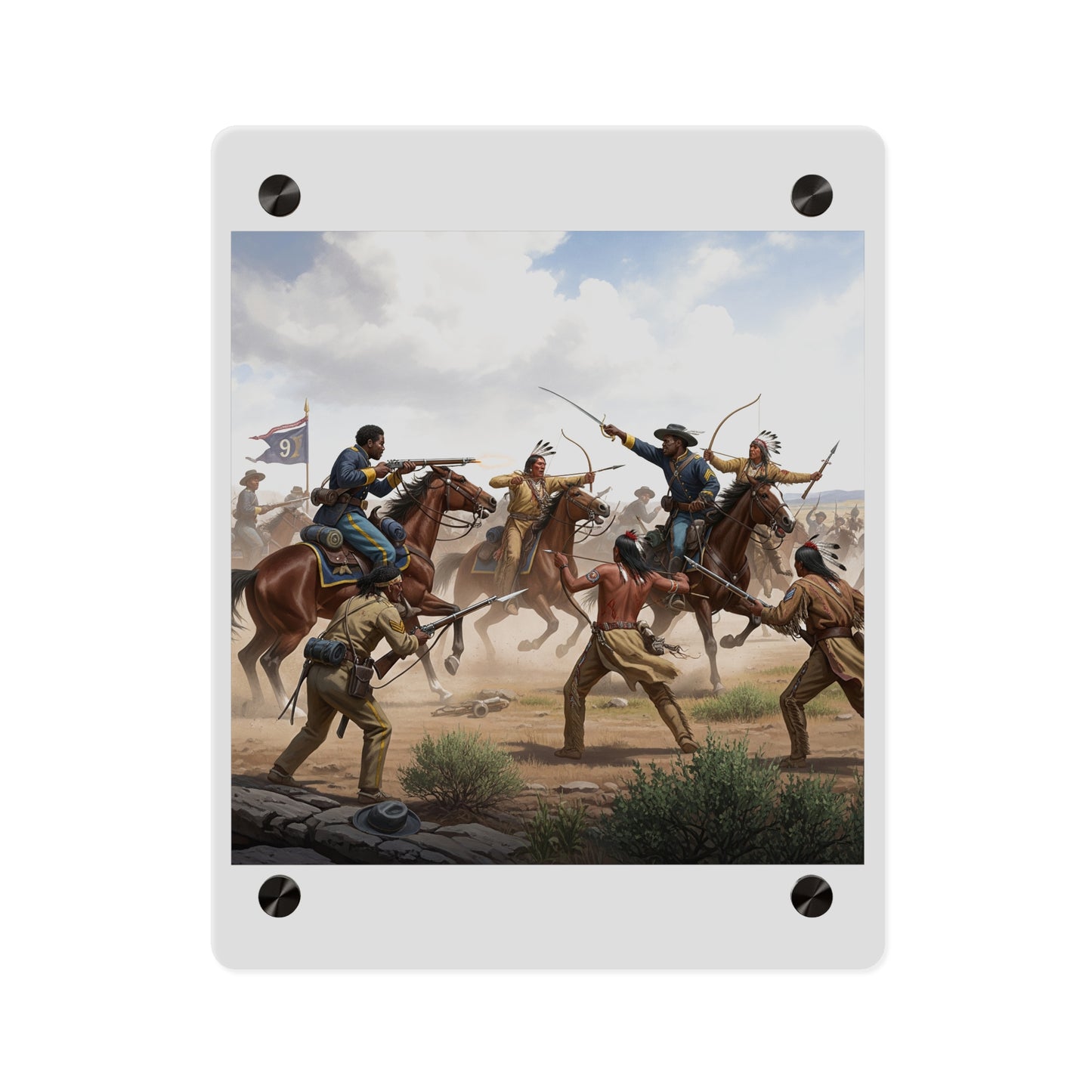 Acrylic Wall Art Panel - 9th Cavalry Regiment fighting Native Americans during the Indian Wars