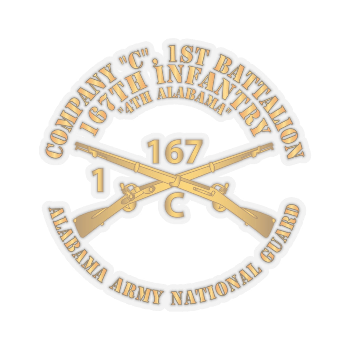 Kiss-Cut Stickers - Company C, 1st Bn, 167th Infantry - 4th Alabama - ALARNG - Inf Branch X 300