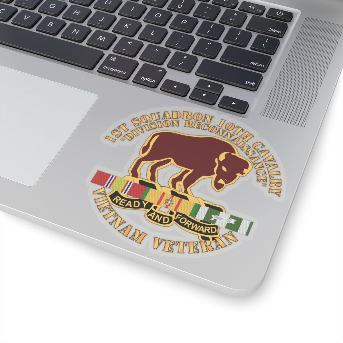 Kiss-Cut Stickers - 1st Squadron, 10th Cavalry w SVC Ribbon
