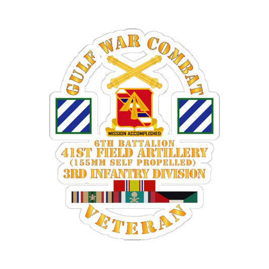 Kiss-Cut Stickers - Gulf War Combat Vet w 6th Bn 41st Arty - 3rd ID X 300