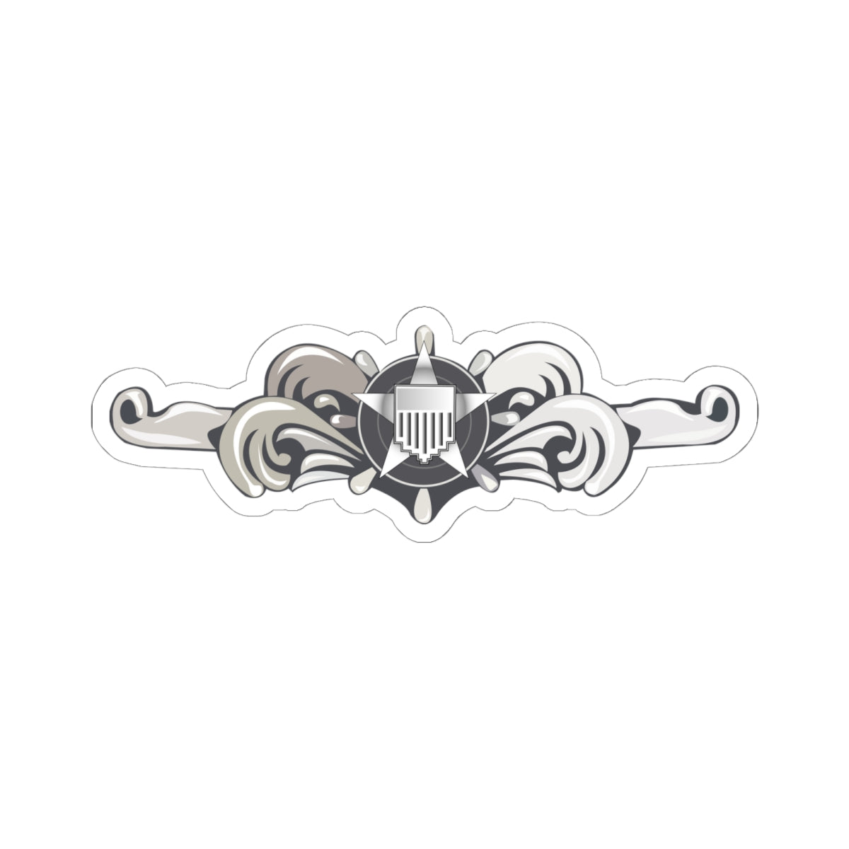 Kiss-Cut Stickers - USCG - Cutterman Badge - Enlisted - Silver wo Txt