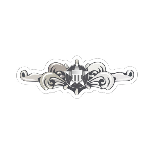 Kiss-Cut Stickers - USCG - Cutterman Badge - Enlisted - Silver wo Txt