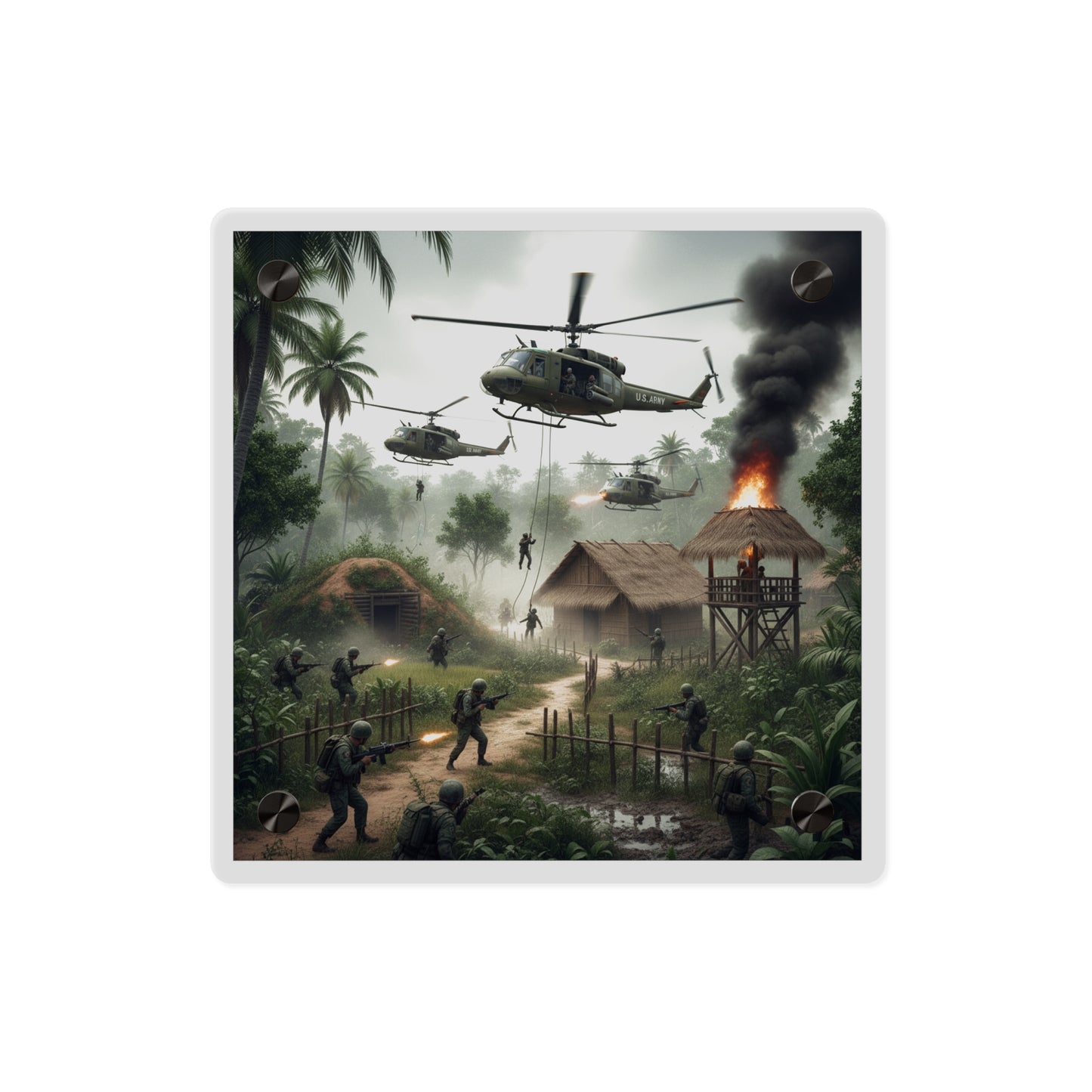 Acrylic Wall Art Panel - Vietnam Village Helicopter Assault