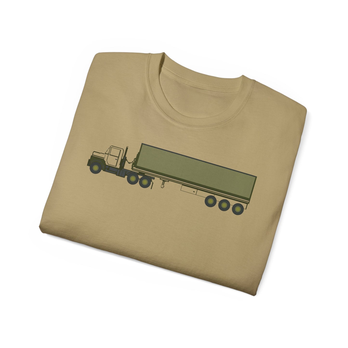 Unisex Ultra Cotton Tee - Vehicle - M915 Tractor with M872 - 40 Ft Container - Side X 300