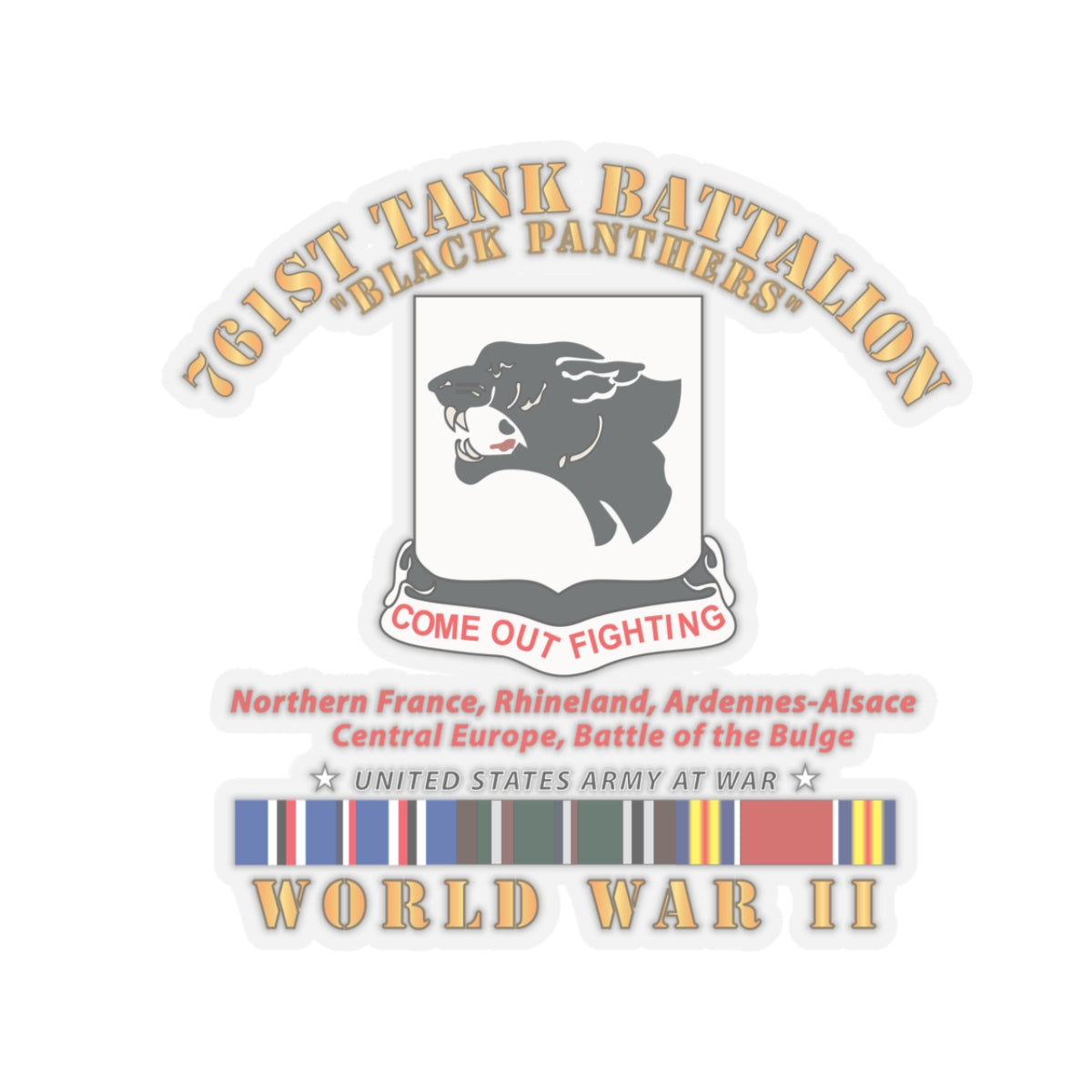 Kiss-Cut Stickers - 761st Tank Battalion - Black Panthers - WWII EU SVC