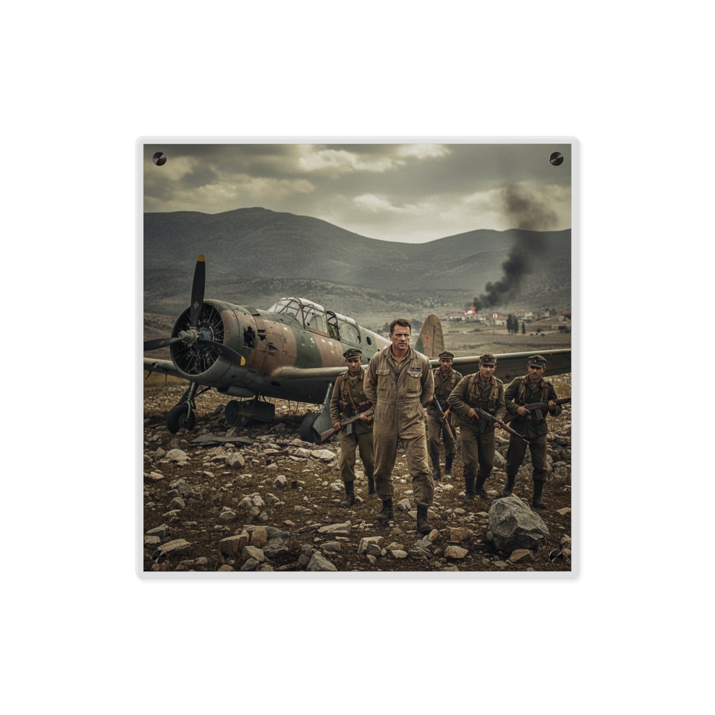 Acrylic Wall Art Panel - U.S. Air Force officer - Captured, KIA, Communist Guerrillas - AT-6 Shotdown - Cold War