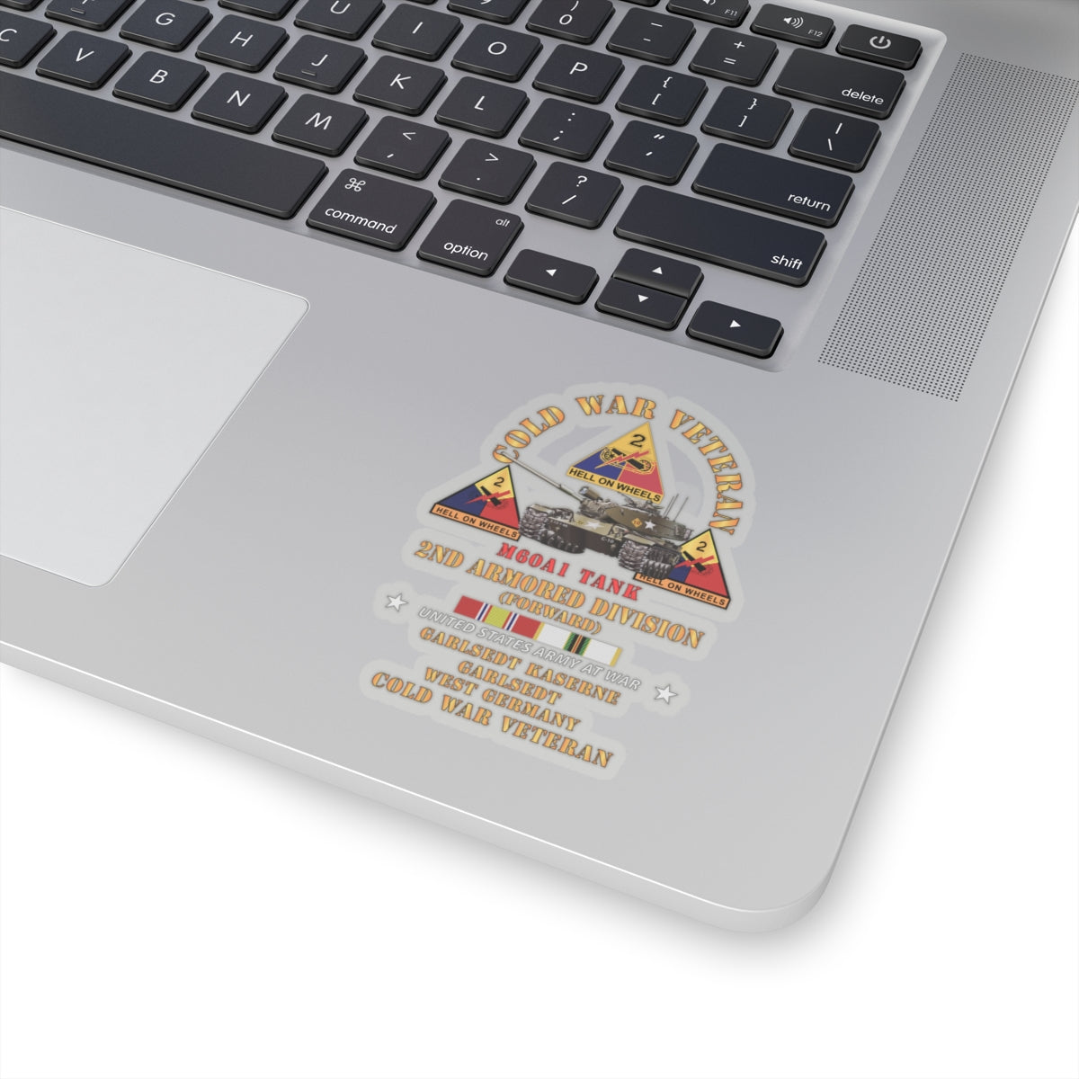 Kiss-Cut Stickers - Cold War Vet - 2nd Armored Division - Garlstedt, Germany - M60A1 Tank w COLD SVC