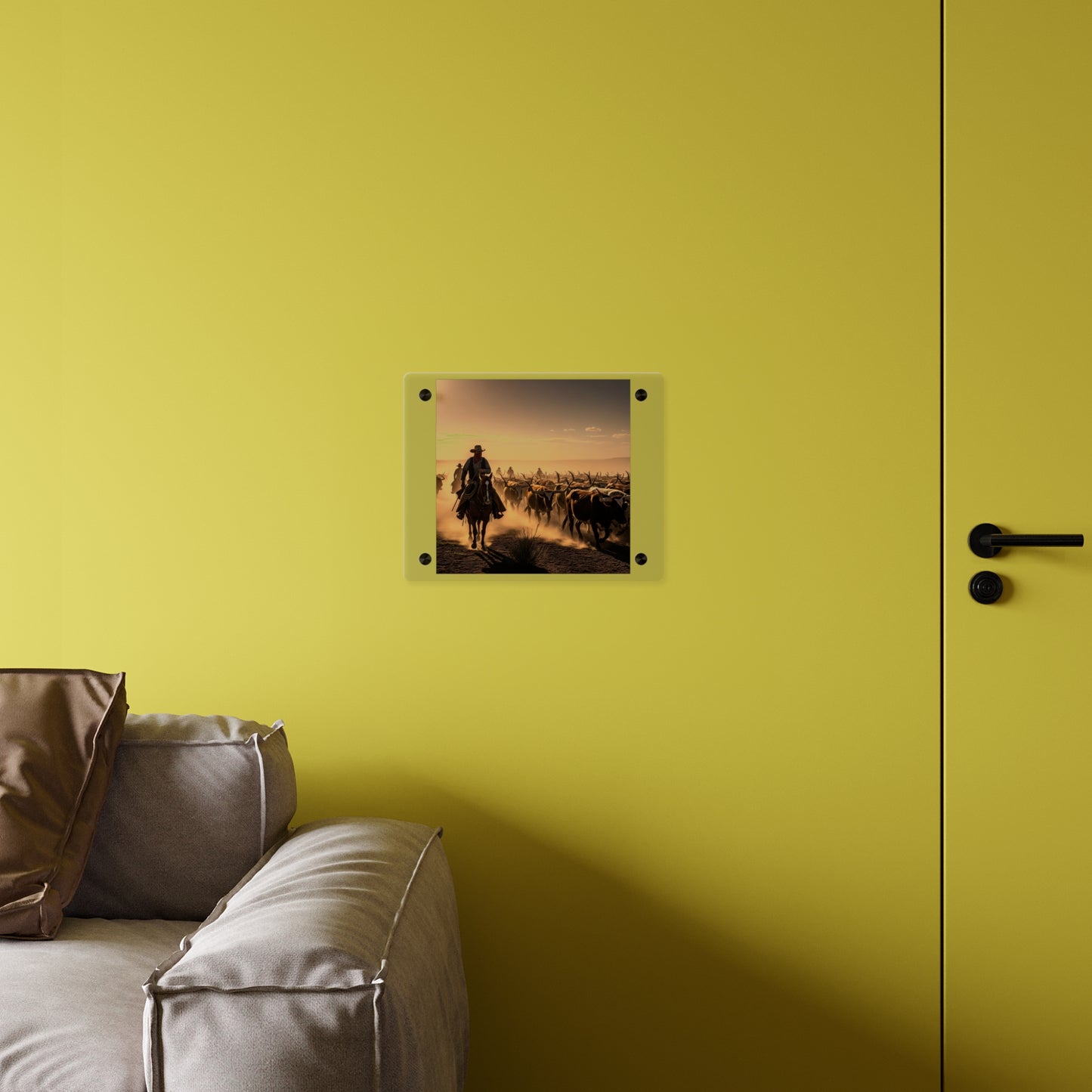 Acrylic Wall Art Panel - Dirty, dusty cattle drive in the Old West