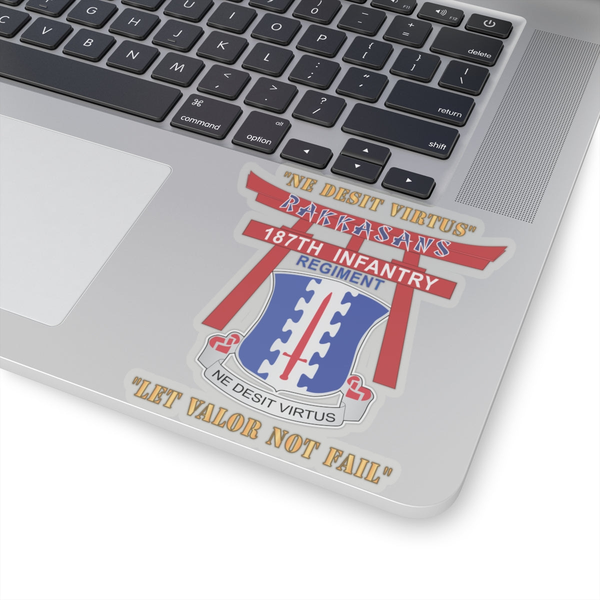 Kiss-Cut Stickers - 187th Infantry Regiment - Torii, Rakkasans, Let Valor Not Fail, English, Latin X 300