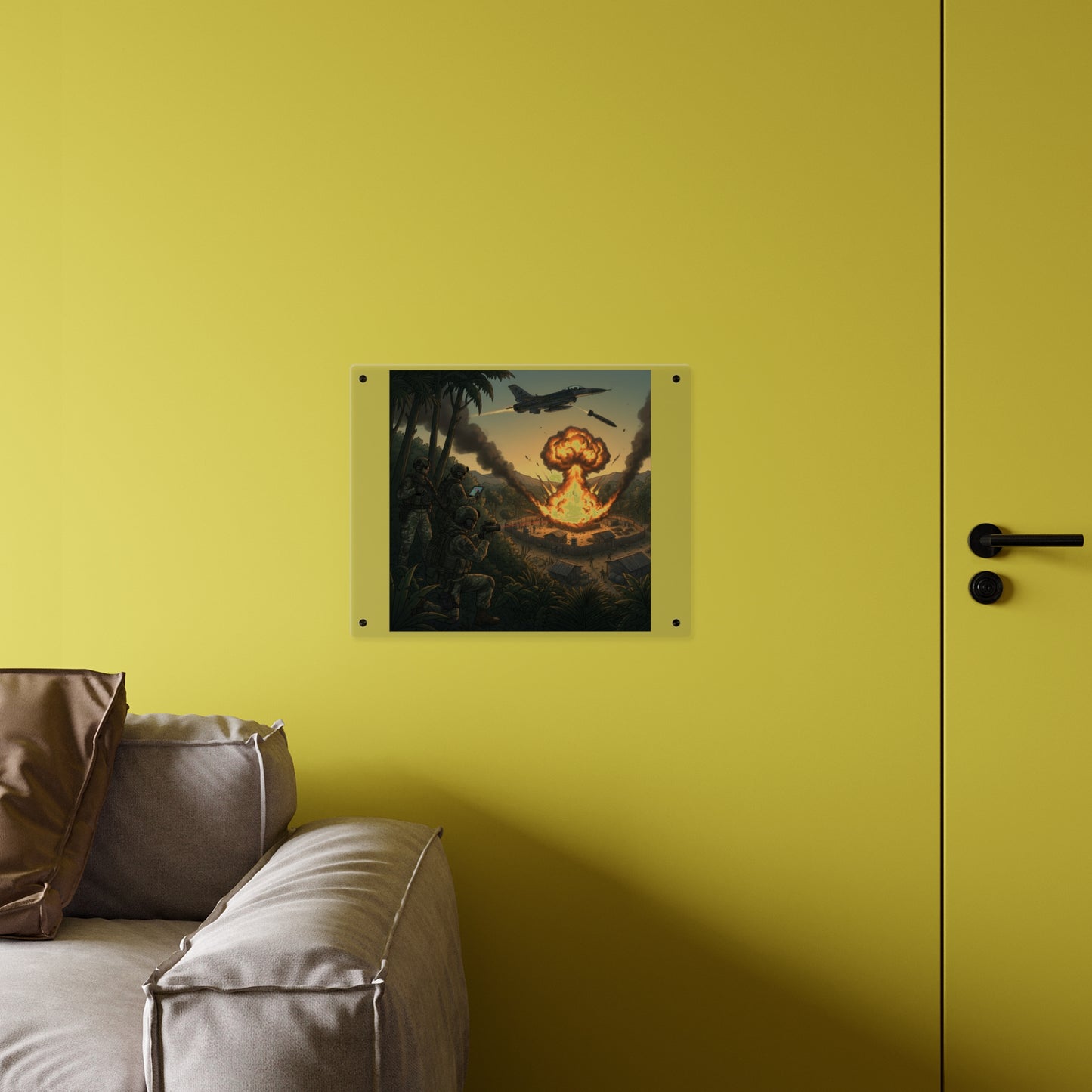 Acrylic Wall Art Panel - Jungle Drug Lab Destruction w Explosions