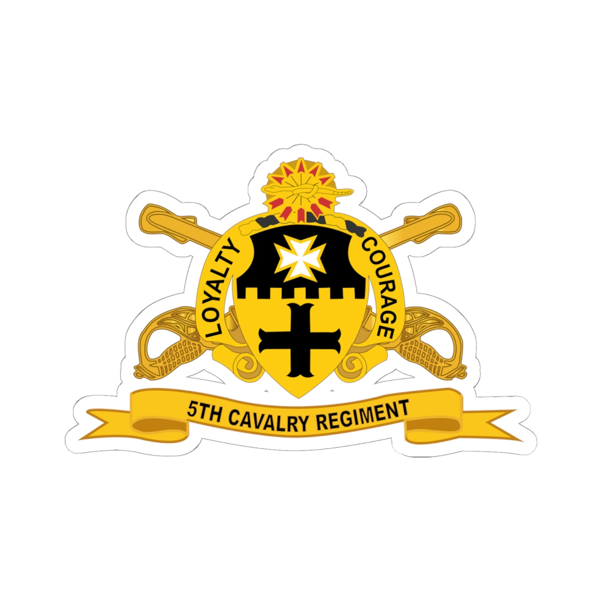 Kiss-Cut Stickers - 5th Cavalry Regiment w Br - Ribbon
