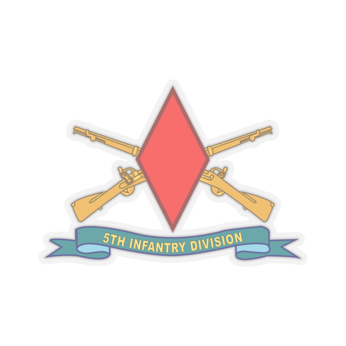 Kiss-Cut Stickers - 5th Infantry Division - SSI w Br - Ribbon X 300