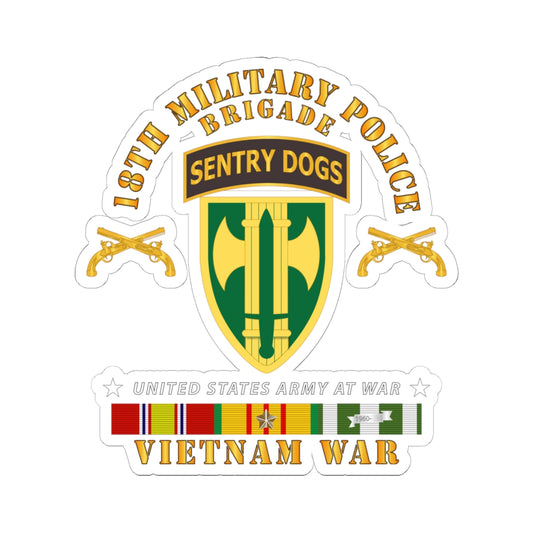 Kiss-Cut Stickers - 18th MP Brigade - Sentry Dogs Tab - Vietnam w VN SVC
